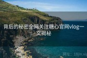 背后的秘密全网关注糖心官网vlog一文揭秘